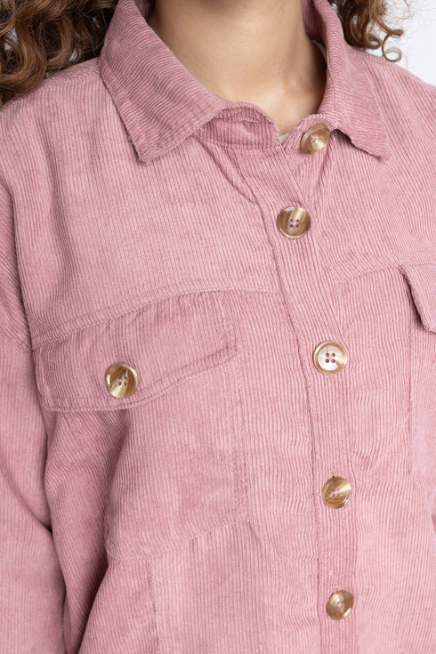 The Tea Pink Corduroy Oversized Shacket